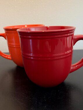 MAINSTAYS Rainforest Embossed Stoneware Mug Cup Orange Spice Set of 2 Red Sedona